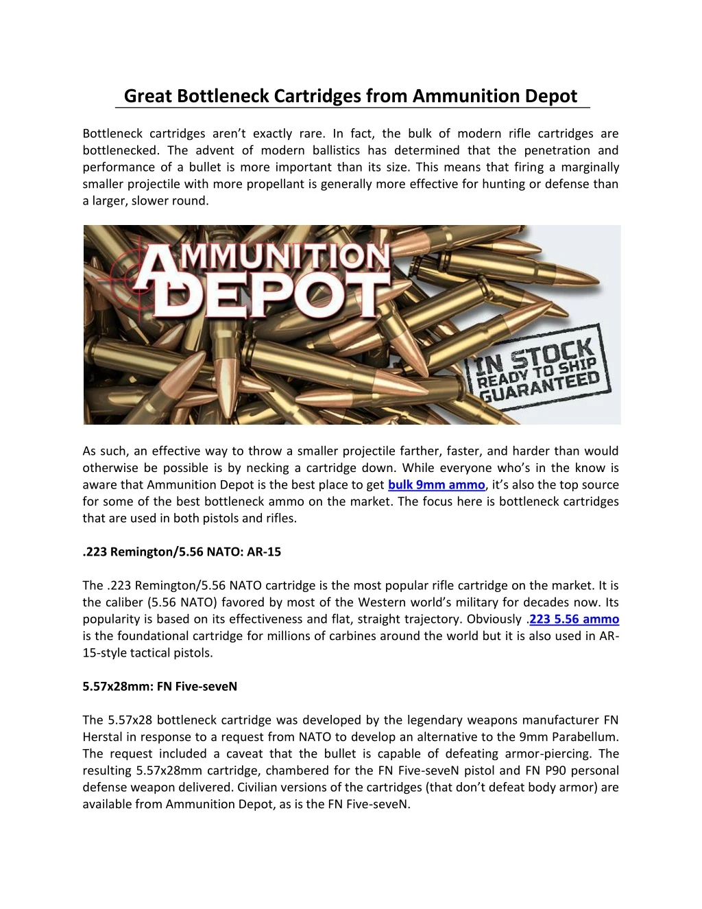 great bottleneck cartridges from ammunition depot