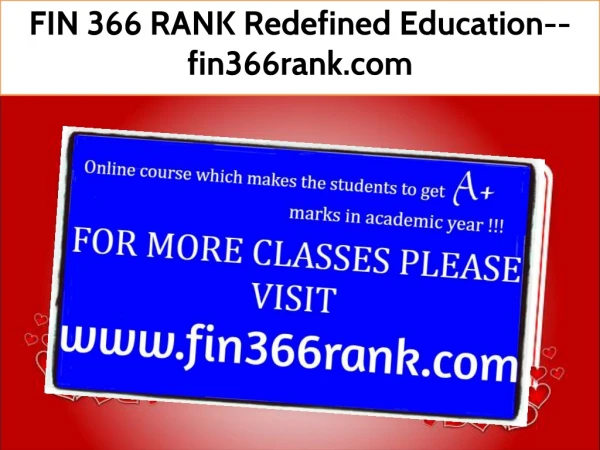 FIN 366 RANK Redefined Education--fin366rank.com