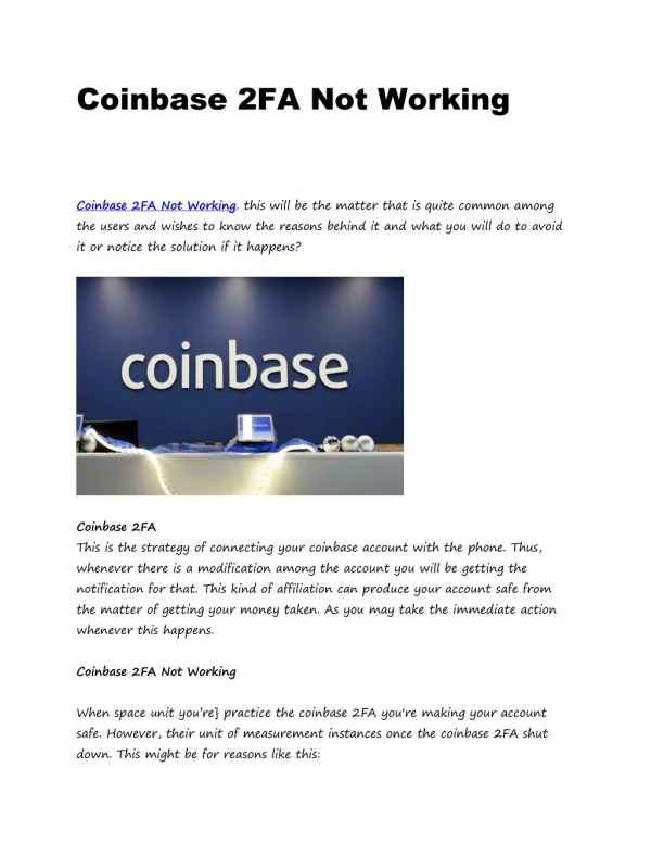 Coinbase 2FA Not Working