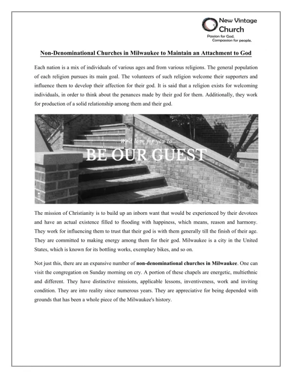 Non-Denominational Churches in Milwaukee to Maintain an Attachment to God