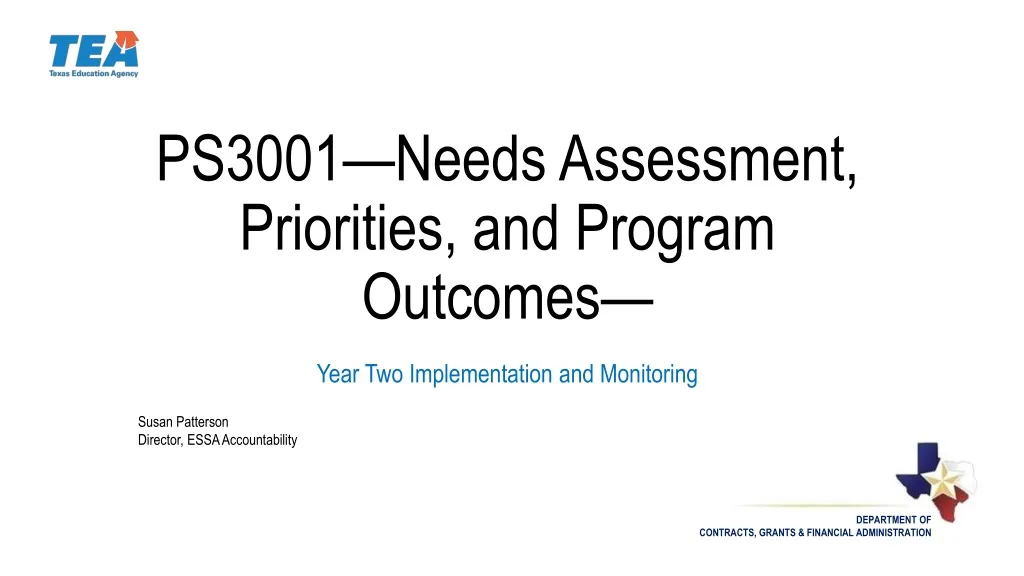 ps3001 needs assessment priorities and program outcomes year two implementation and monitoring