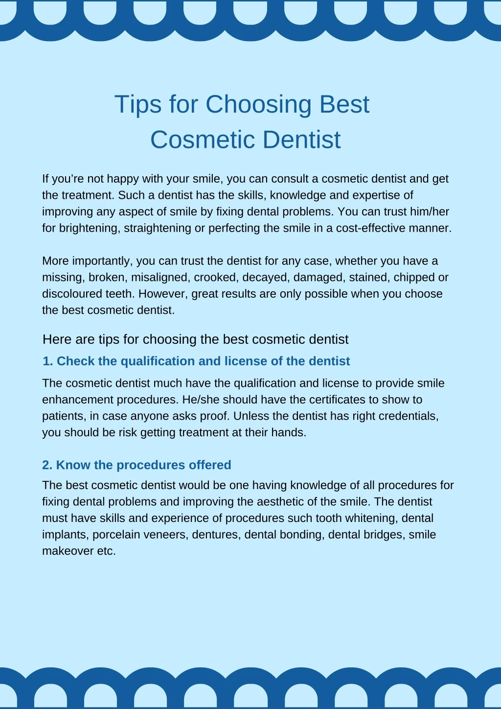 tips for choosing best cosmetic dentist