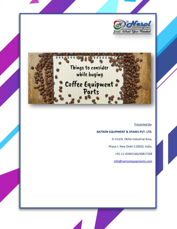 Things to consider while buying Coffee Equipment Parts