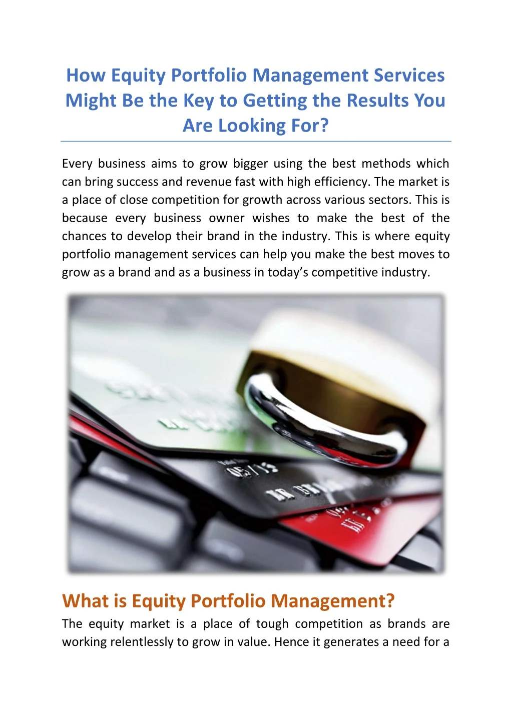 how equity portfolio management services might