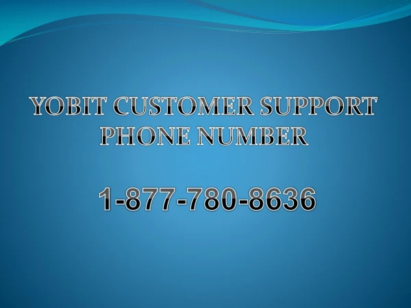 Yobit Customer Support 【 1877-780-8636】 Phone Number