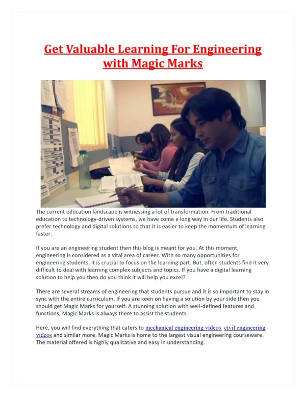 get valuable learning for engineering with magic