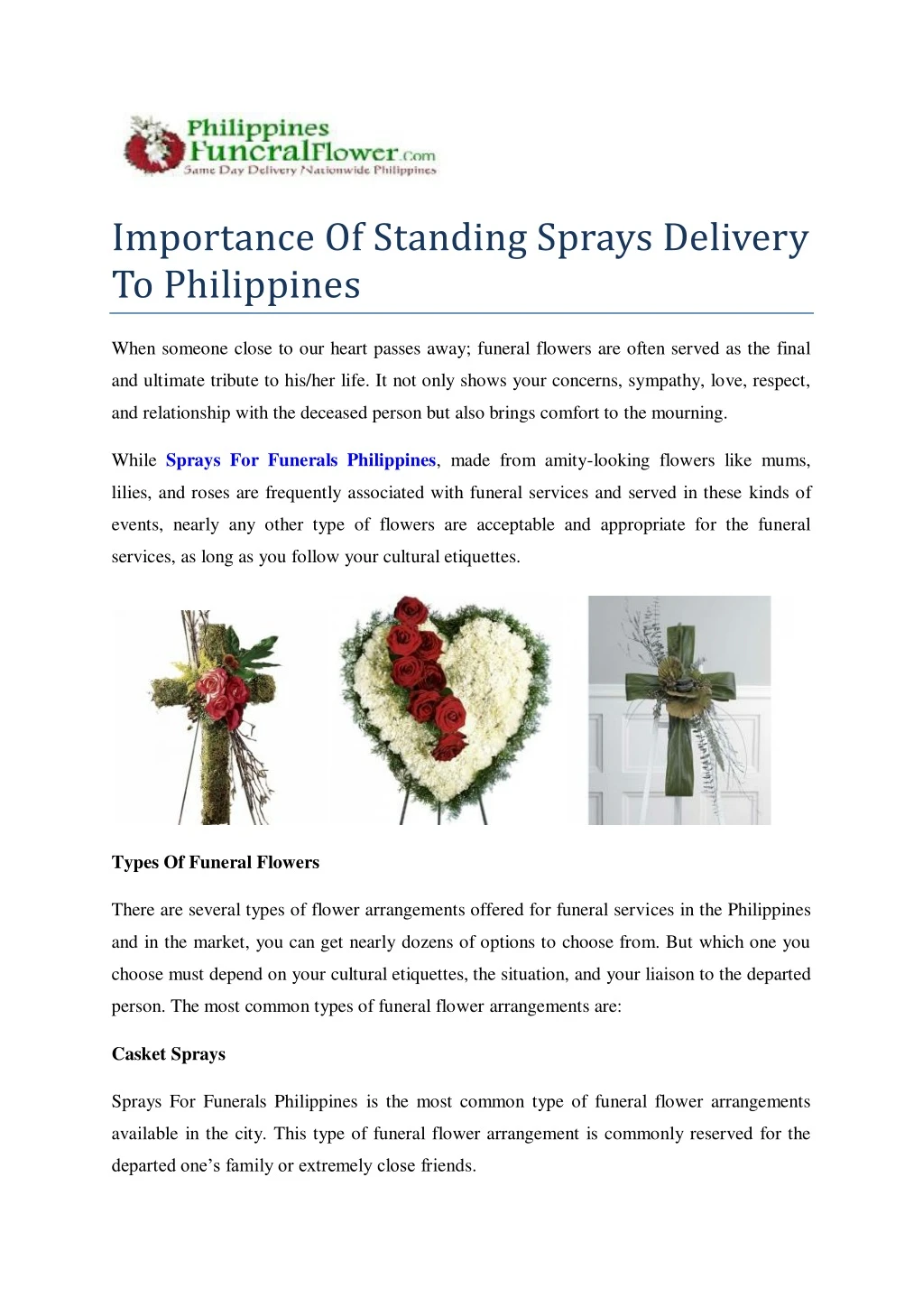 importance of standing sprays delivery
