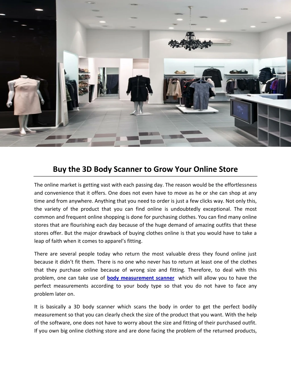 buy the 3d body scanner to grow your online store
