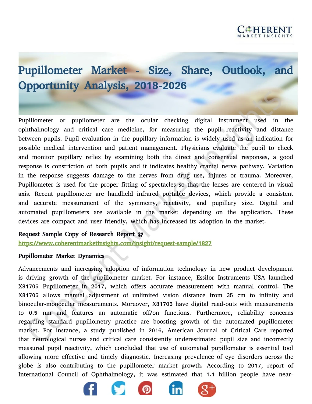 pupillometer market size share outlook