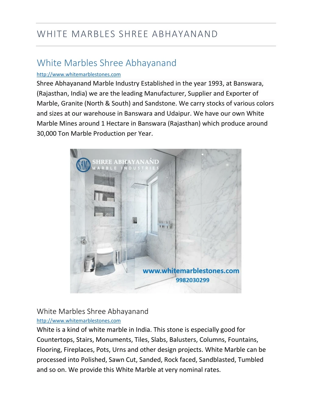 white marbles shree abhayanand