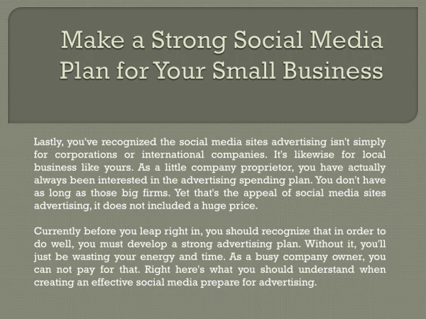 Make a Strong Social Media Plan for Your Small Business