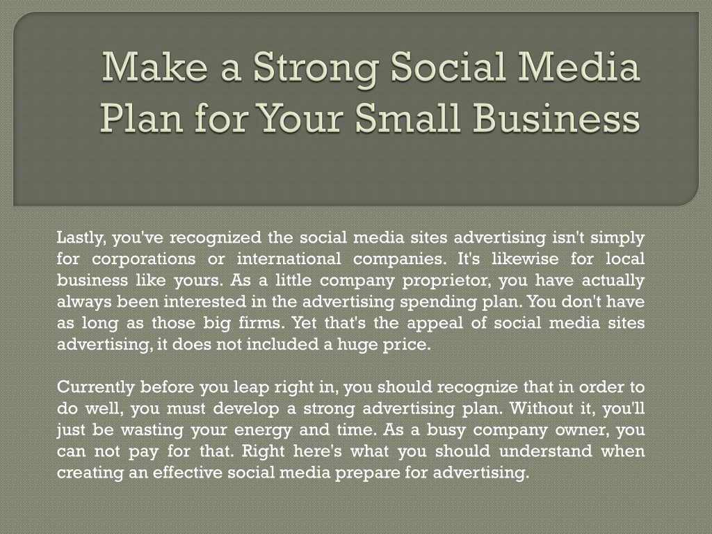 make a strong social media plan for your small business