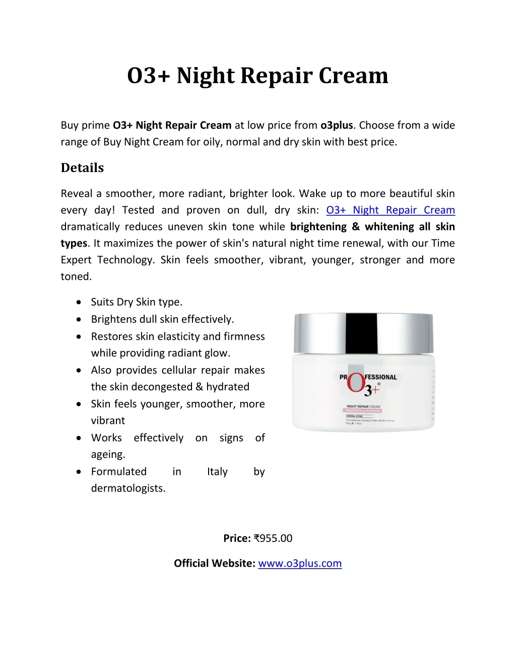 o3 night repair cream