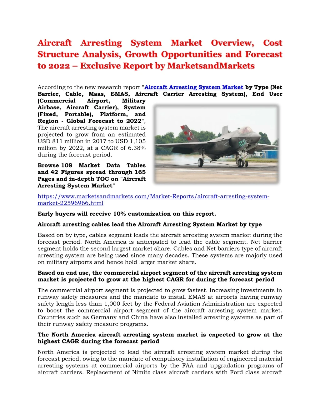 aircraft arresting system market overview cost