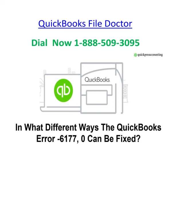 Resolve QuickBooks Error -6177 Through QuickBooks File Doctor Tool