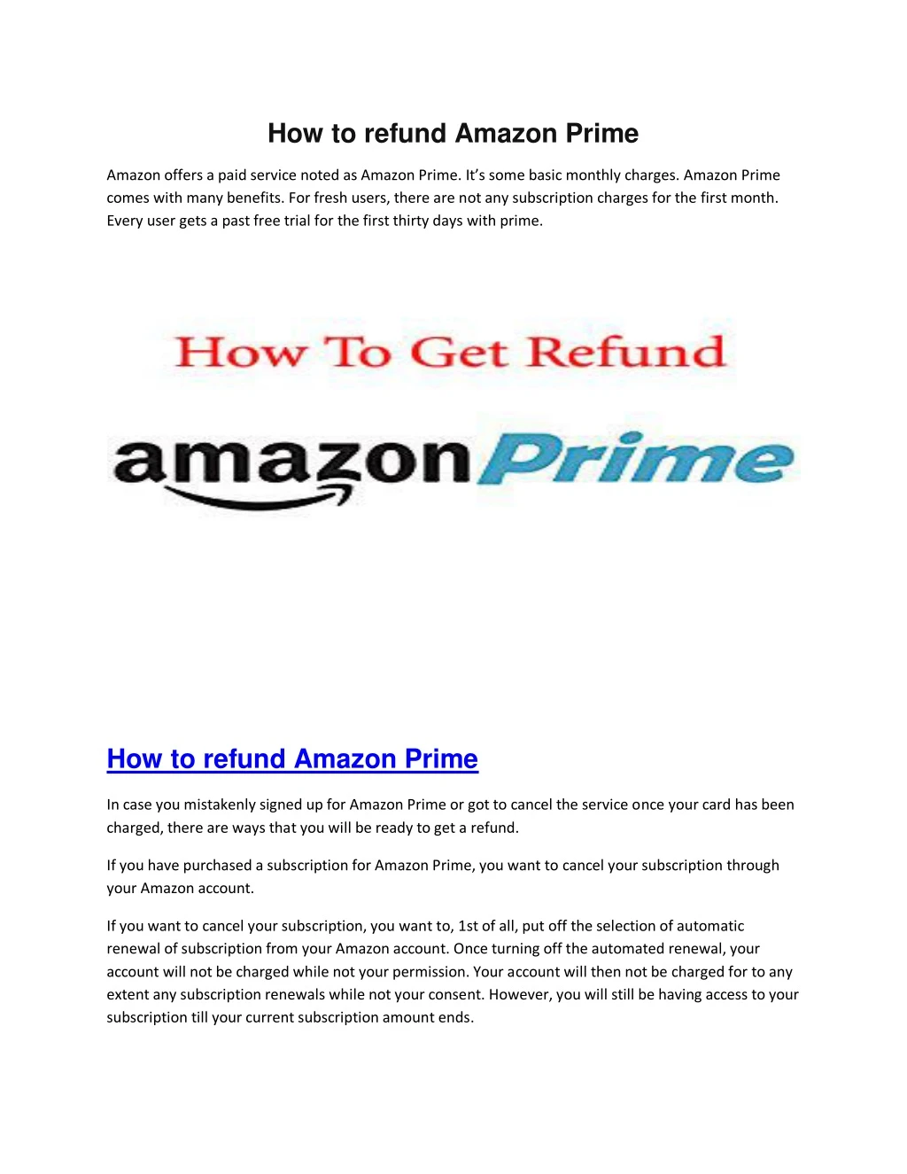 how to refund amazon prime