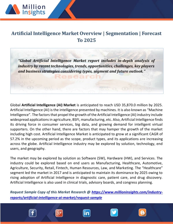 Artificial Intelligence Market Overview | Segmentation | Forecast To 2025