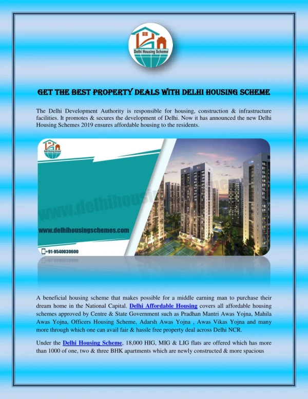 Get The Best Property Deals With Delhi Housing Scheme