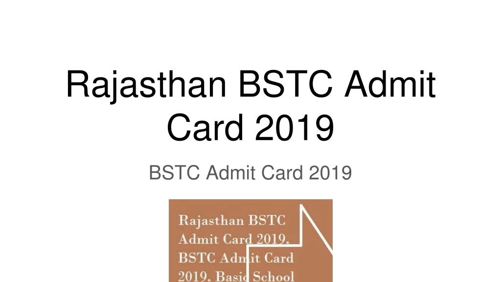 rajasthan bstc admit card 2019