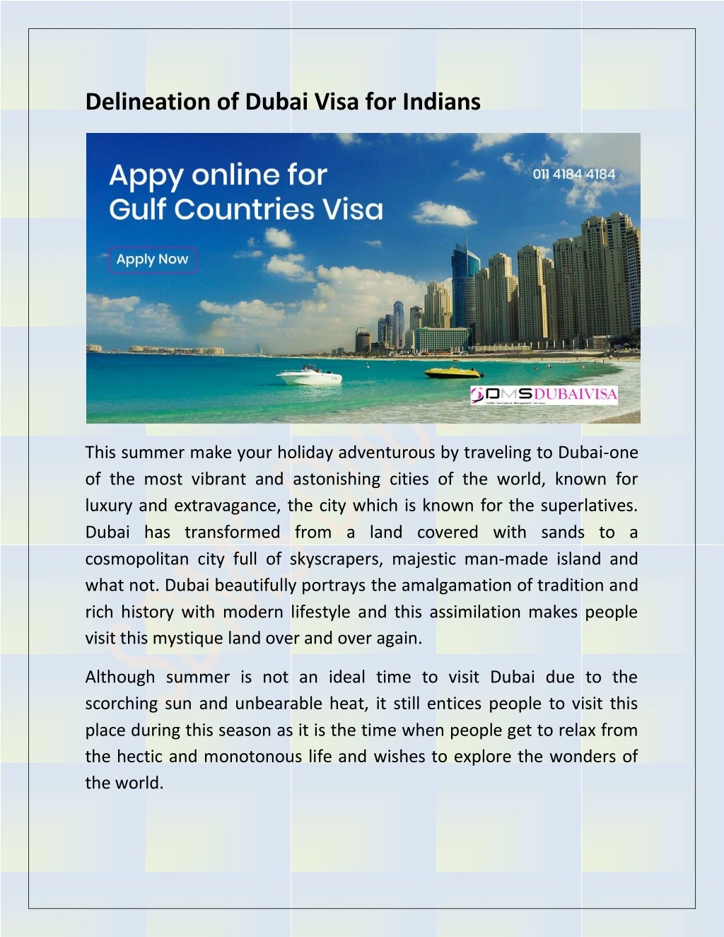 delineation of dubai visa for indians