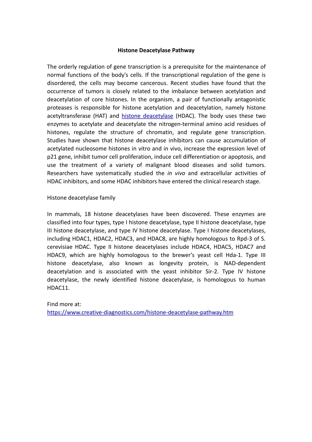 histone deacetylase pathway