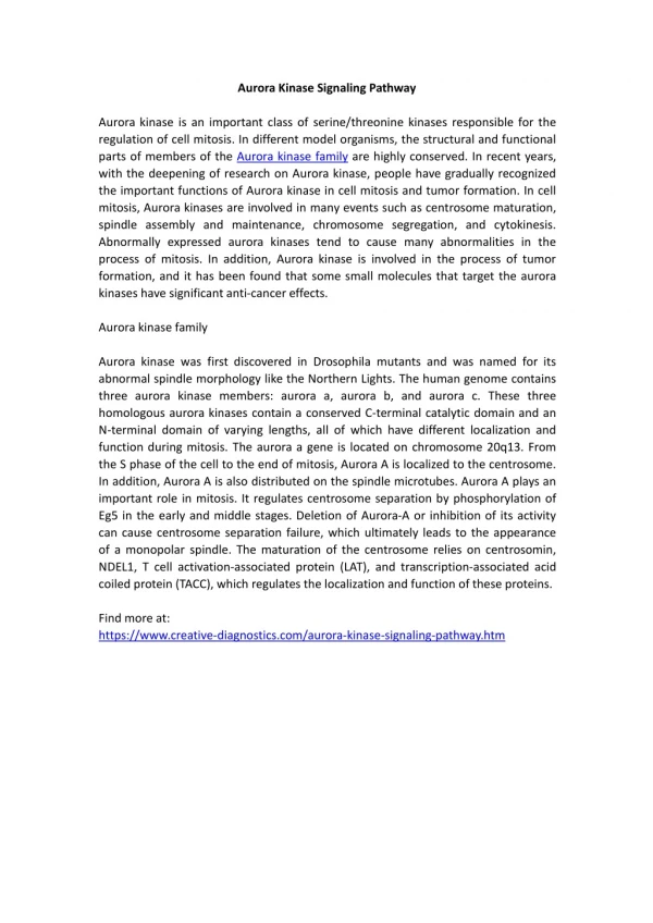 aurora kinase signaling pathway