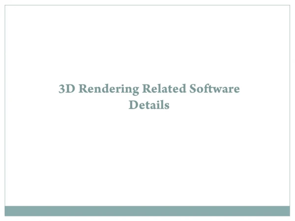 3d rendering related software details