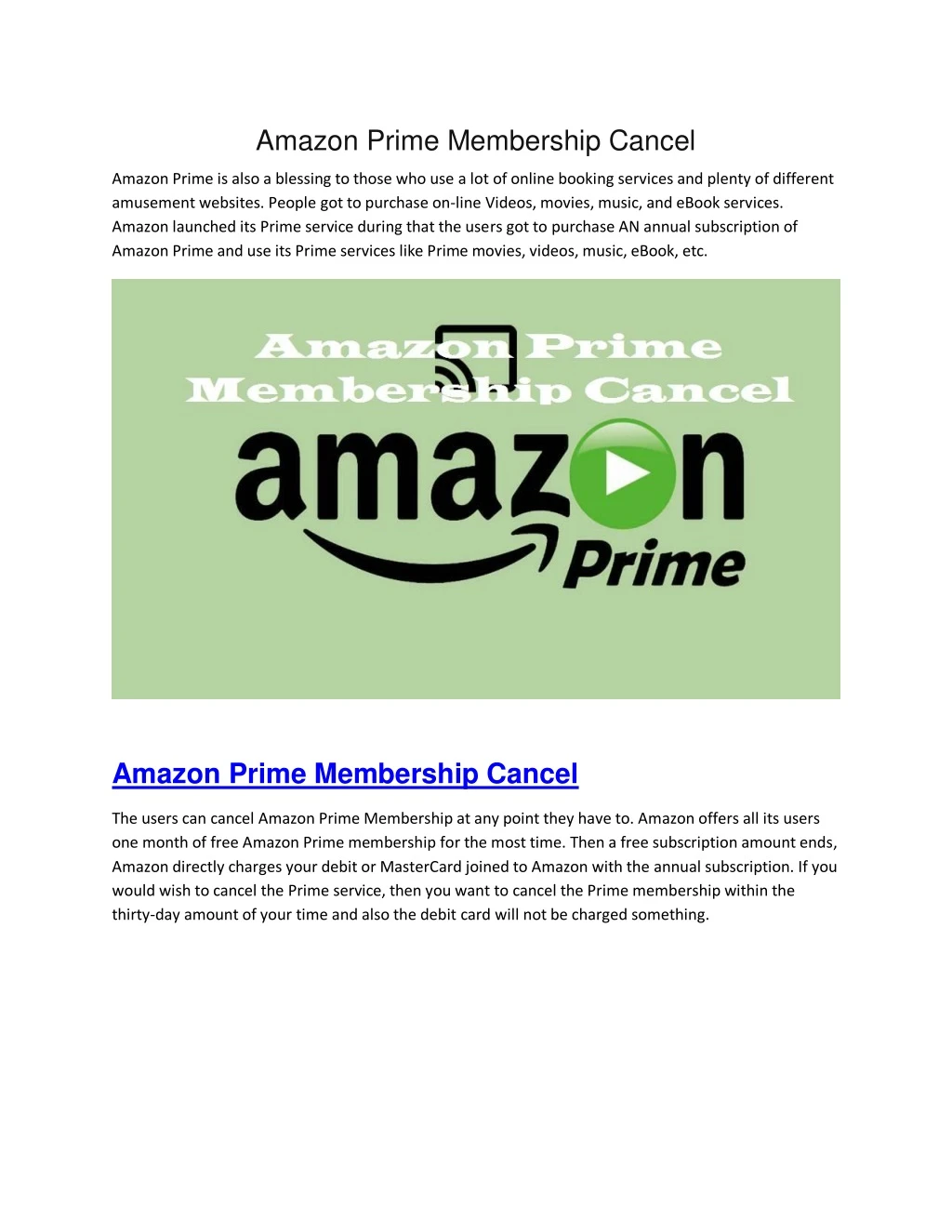 amazon prime membership cancel