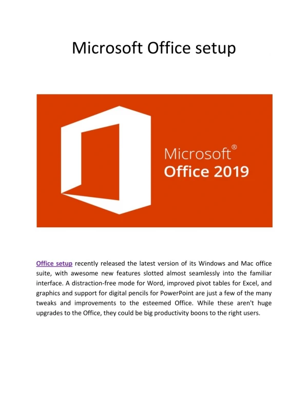 Install Office setup by visiting office.com/setup to download and activate.