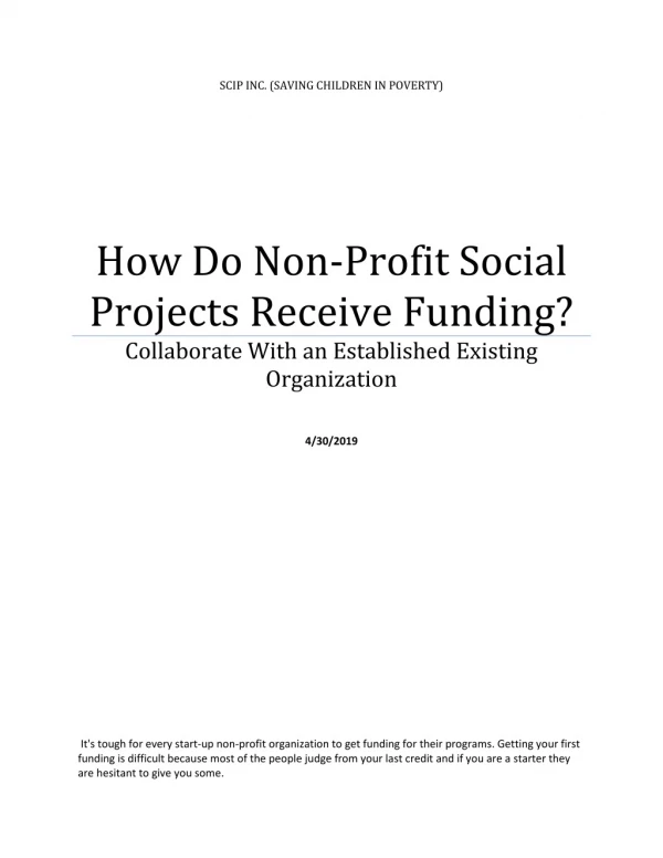 How Do Non-Profit Social Projects Receive Funding?