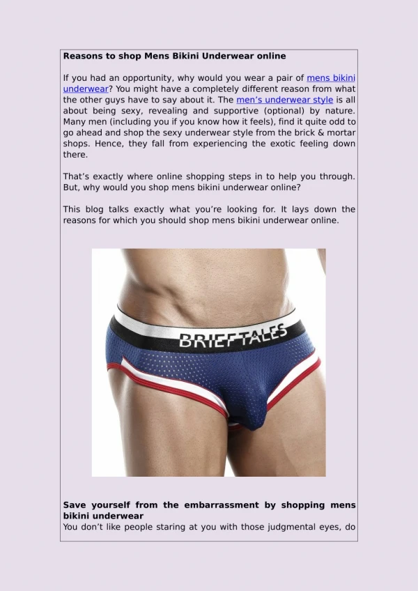 Reasons to shop Mens Bikini Underwear online