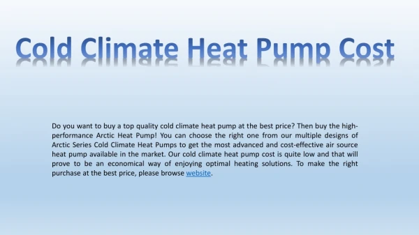 Best Cold Climate Heat Pump Cost