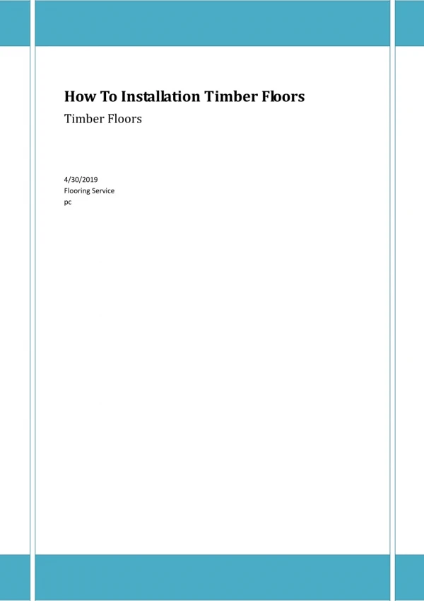 How To Installation Timber Floors