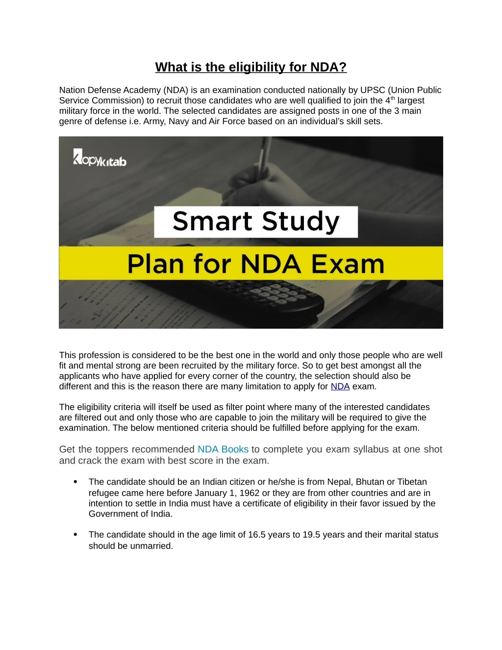 what is the eligibility for nda