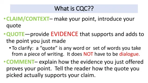 What is CQC??