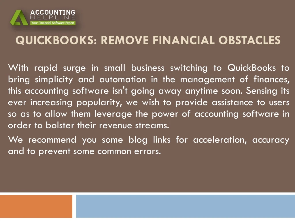 quickbooks remove financial obstacles