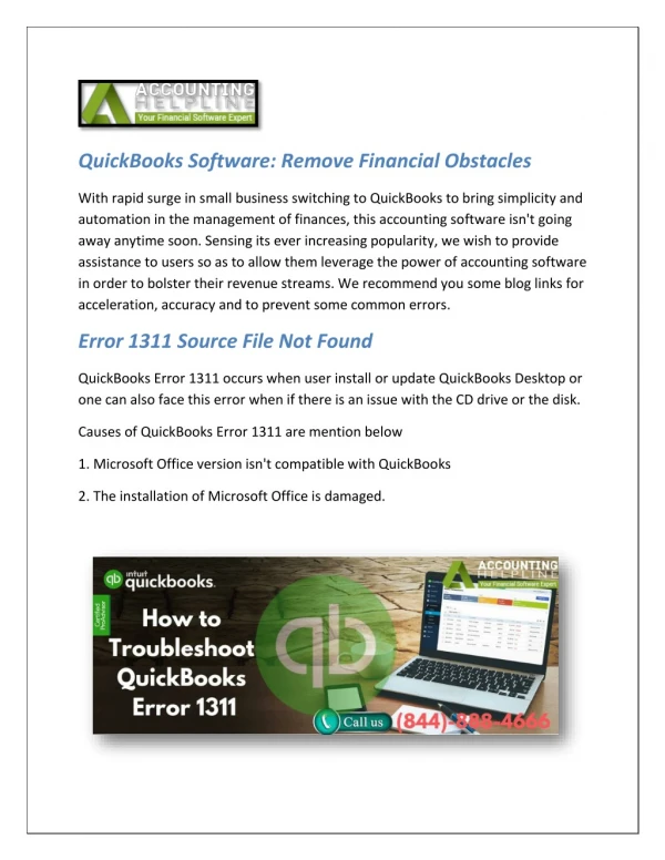 QuickBooks Financial Statement Designer Error 1311