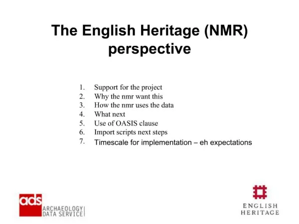 The English Heritage NMR perspective