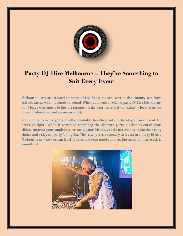 Party DJ Hire Melbourne – They’ve Something to Suit Every Event