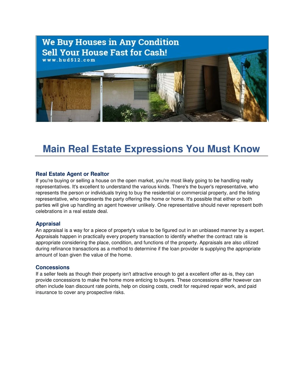 main real estate expressions you must know