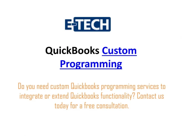 Etech CA - QuickBooks Custom Programming