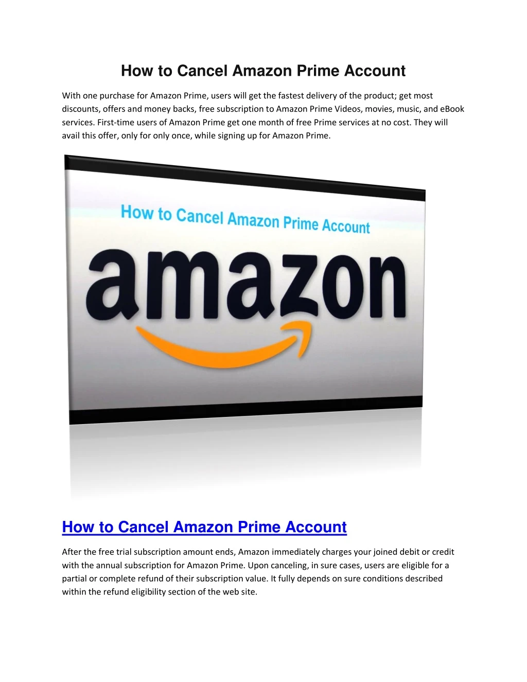 how to cancel amazon prime account