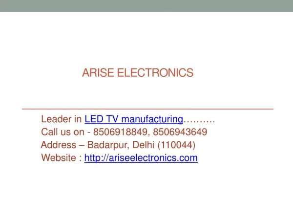 LED TV features – Arise Electronics