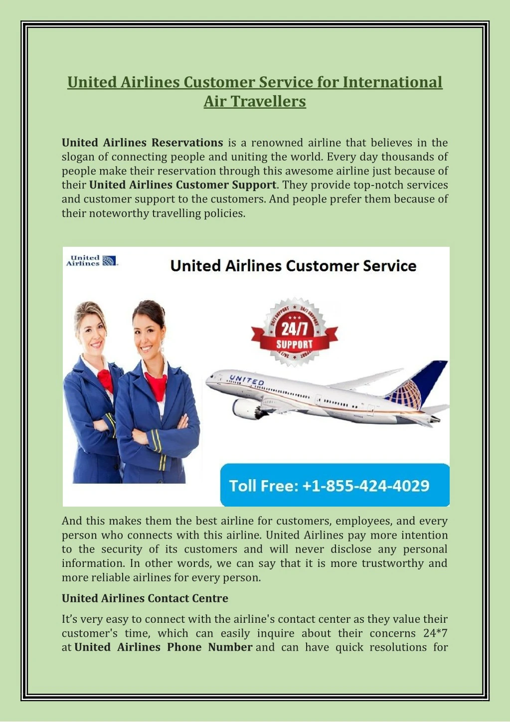 PPT - Get United Airlines Customer Service for International Air ...