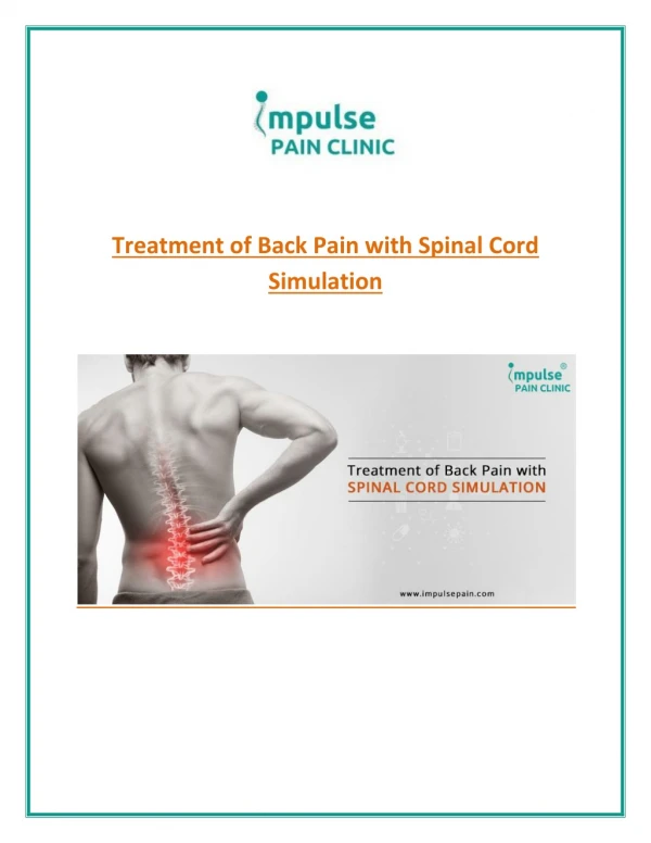Spinal Cord Simulation – Effective Method for Back Pain Treatment