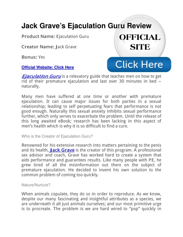 Jack Grave’s Ejaculation Guru PDF Free Download