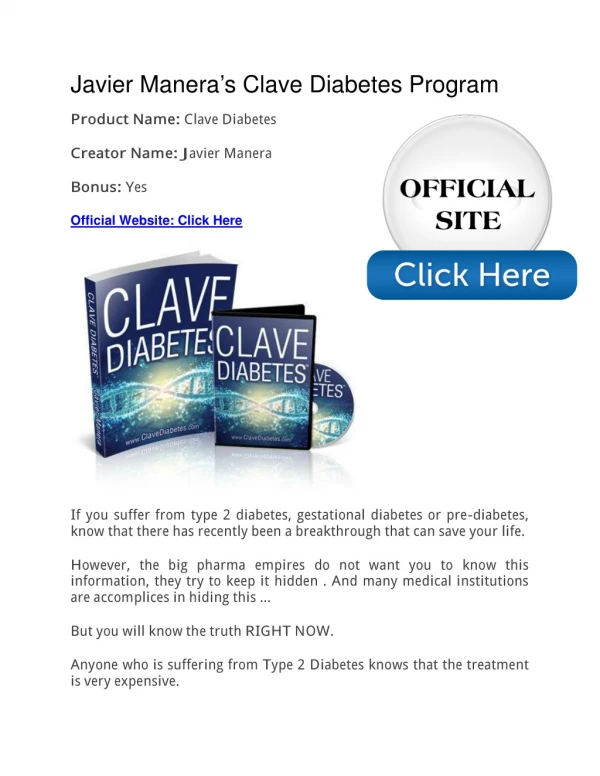 Javier Manera's Clave Diabetes Programa Revisión PDF Free Download