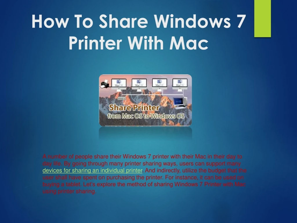 how to share windows 7 printer with mac