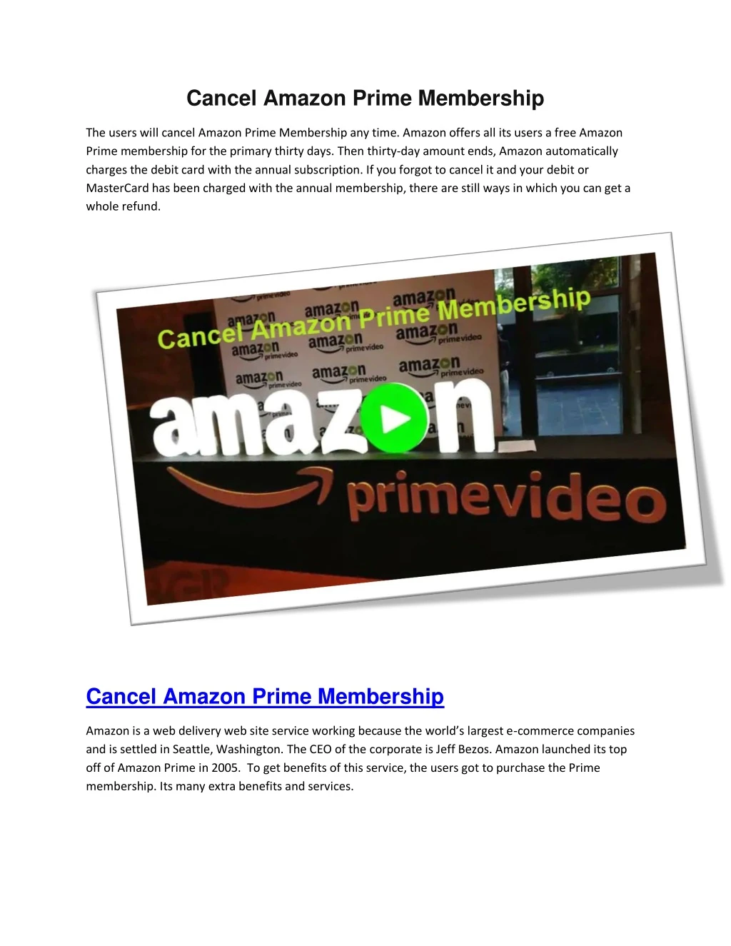 cancel amazon prime membership