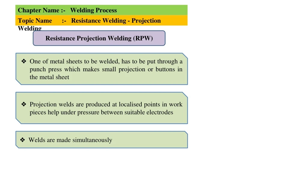 resistance projection welding rpw